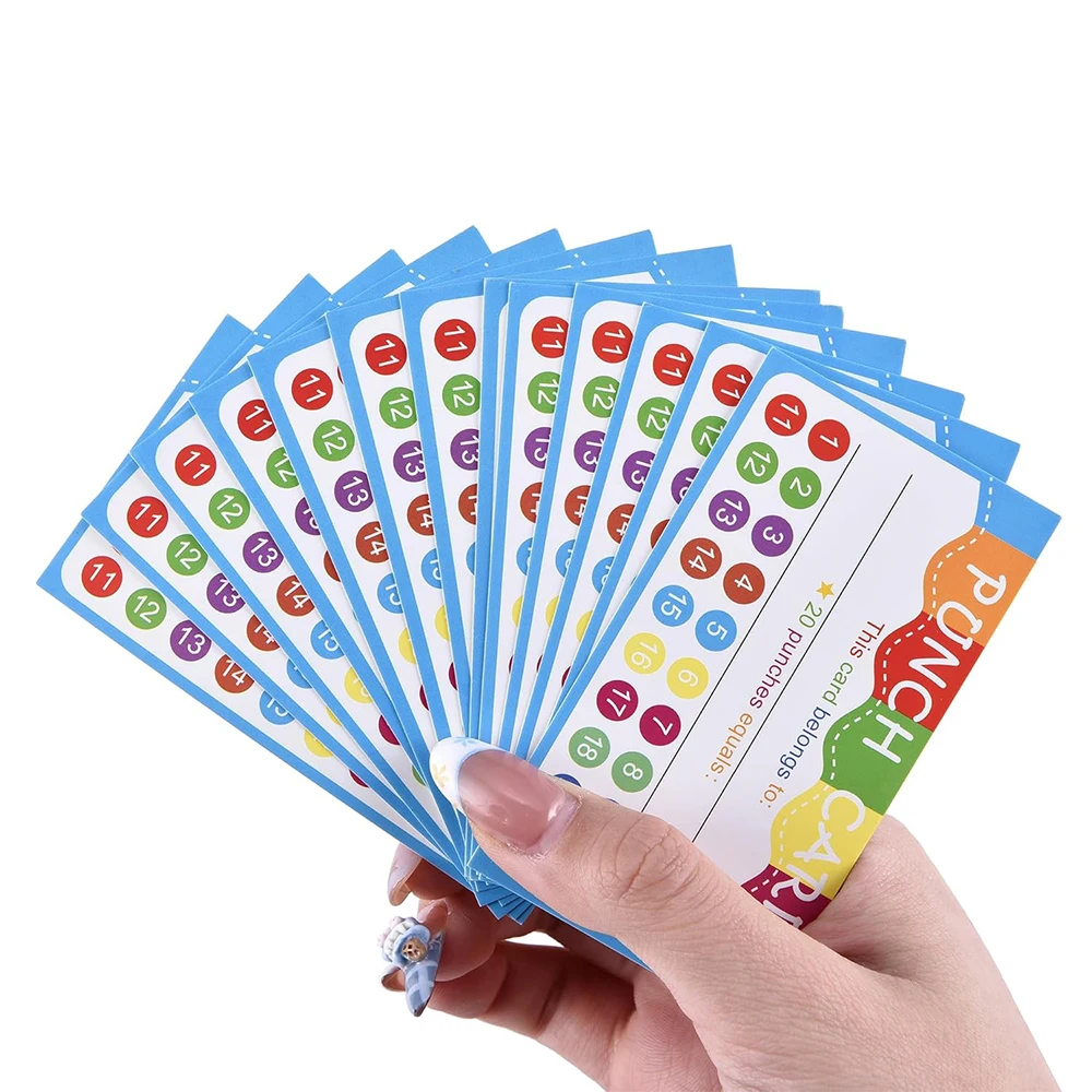 50/100Pcs 레인보우 스마일 카드 교실 보상 카드용 펀치 카드 비즈니스 고객 감사 카드