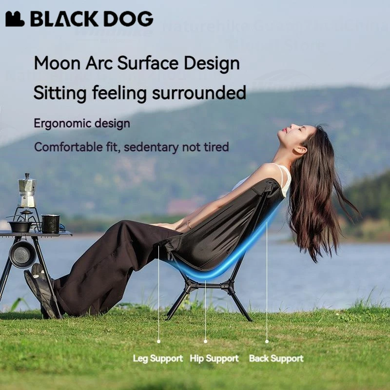 Chaise pliante Naturehike Blackdog Moon Chair aluminium pour pêche et camping capacité 130kg
