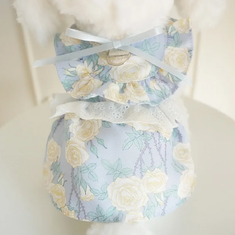 Spring-Summer Large Floral Dresses for Pet Dogs and Cats-Bichon Frise, Schnauzer, Corgi Outfits