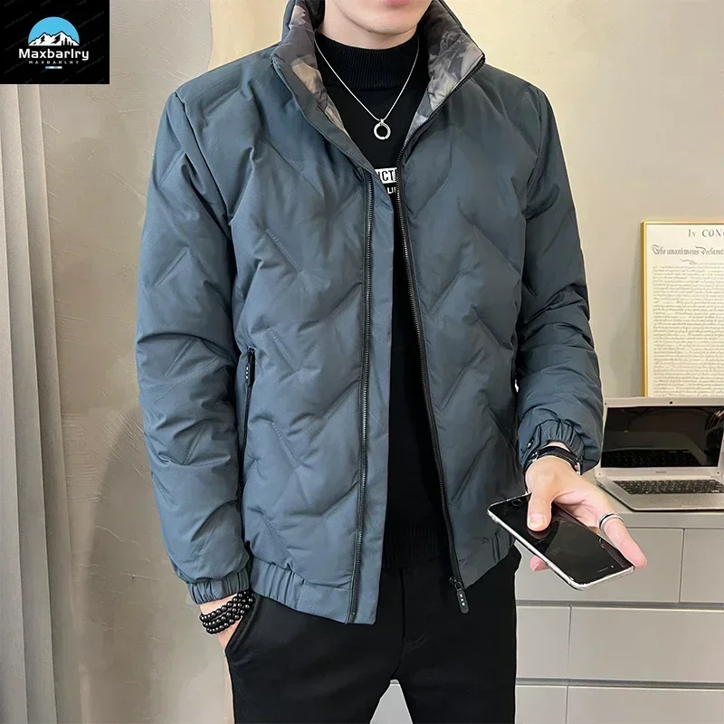 Men's Winter Down Jacket Casual Warm Goose Down Stand Collar Coat Outdoor Waterproof Lightweight Padding Short Men's Jacket down jacket,mens jacket
