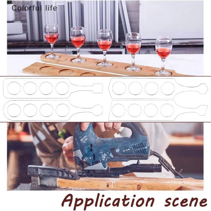 Four Styles Whisky Glass Flight Paddle Board Beer Flight Template Woodworking Router Template Clear Acrylic Router Beer