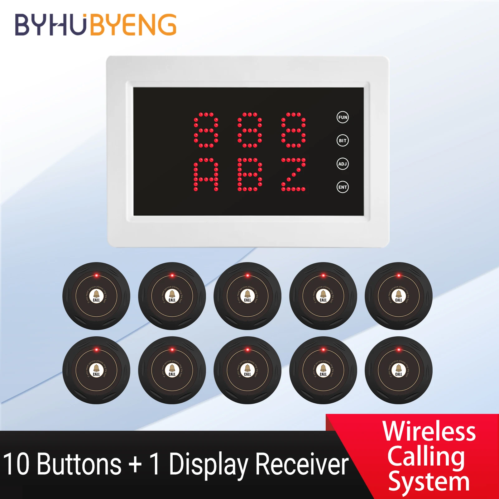 Restaurant Pager System LED Number Screen Monitor Receiver + Wireless Calling Button For Waiter Caregiver Pager Nurse Alert