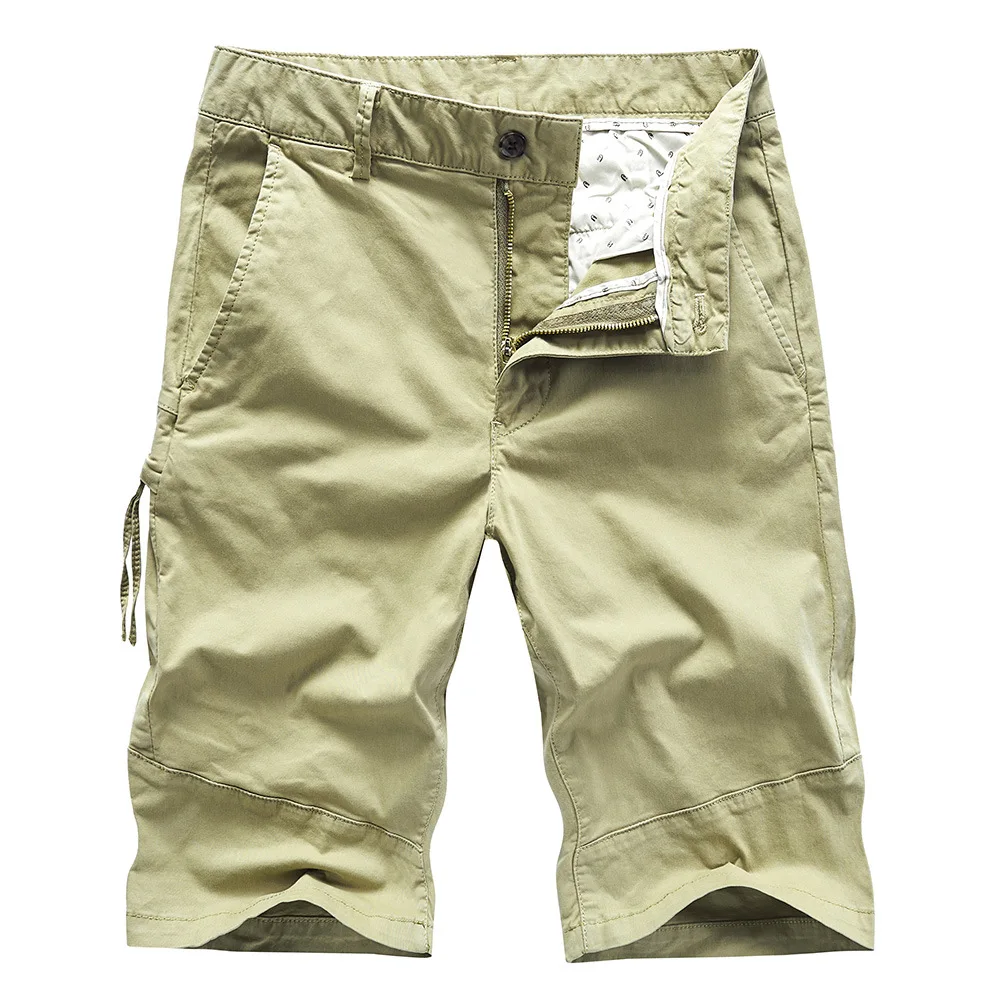 Elmsk Summer New Khaki Casual Shorts Men's Slim Fit Trend Versatile Capris Beach Pants Fashion Middle Pants Men's
