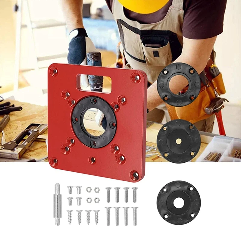 Router Table Insert Plate With 4 Rings Wood Router Engraving Machine Trimming Machine Flip Board For DIY Kit Woodworking woodtech multi boring machine