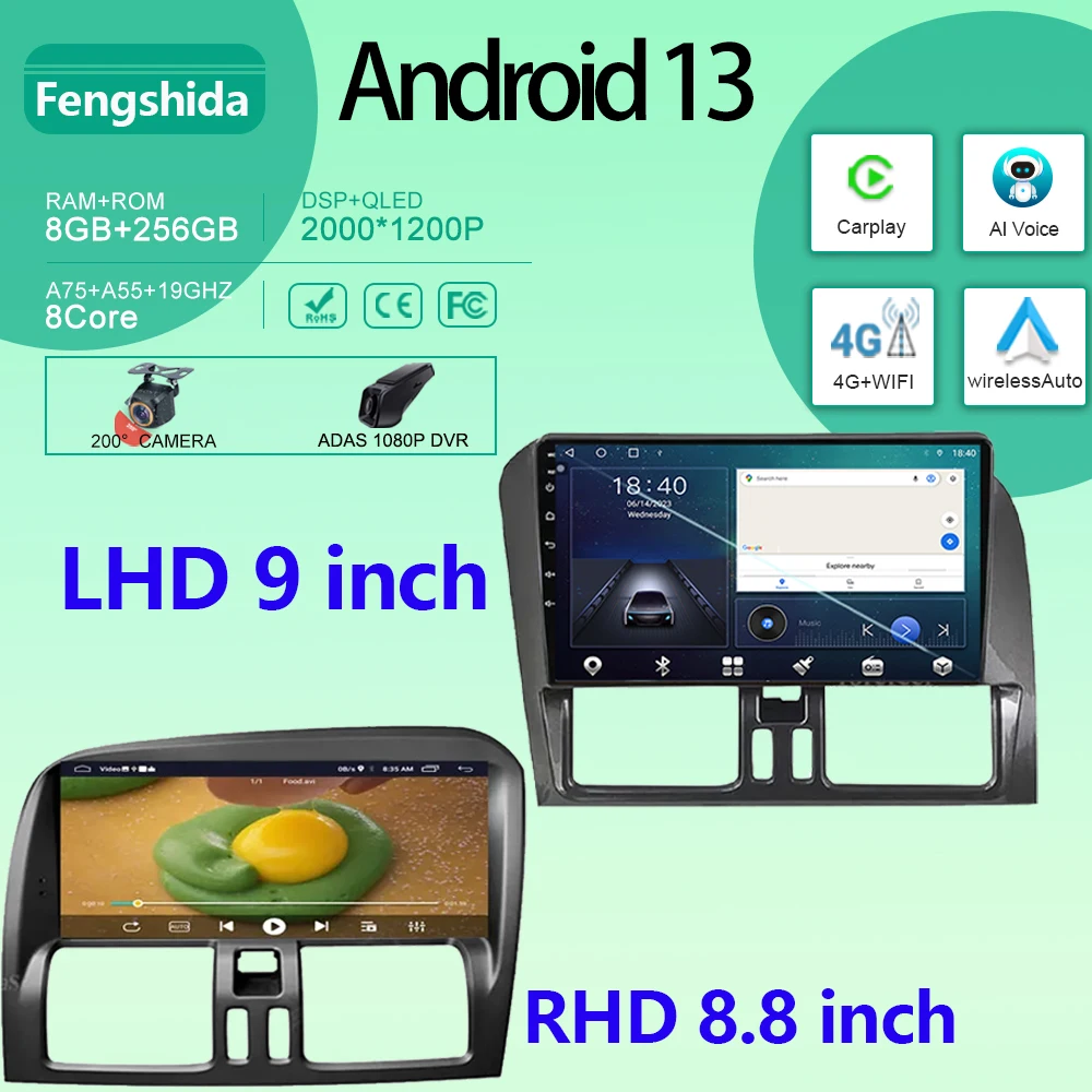 Auto Android Per Volvo Xc60 2011 - 2018 5G Wifi Ips Auto Radio Gps 4G Bt Navigazione Multimediale Stereo Video Playe R4G No 2Din Dvd