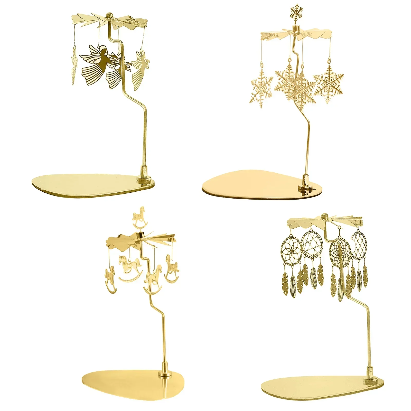 Candle Carousel Stainles Steel Rotating Candlestick Candle Holder With Tray Revolving Romantic Carrousel Tea Light Holder candle holders