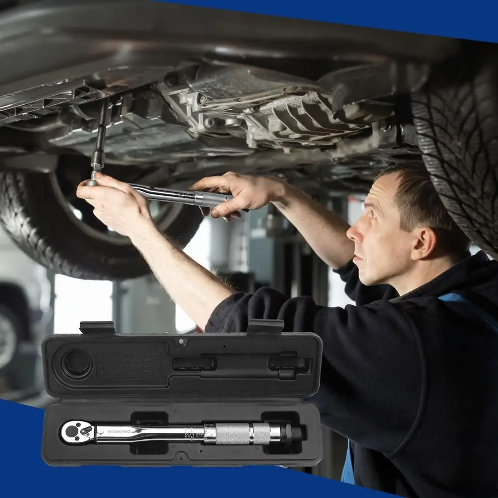 Динамометрический ключ с квадратным приводом WORKPRO 14 дюйма 38 дюйма 12 дюйма 5-100 футов-lb двухсторонний точный Трещоточный ключ для ремонта га...