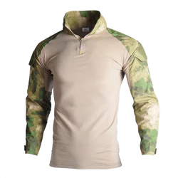 Camisetas de senderismo de combate al aire libre con almohadillas, ropa de caza de camuflaje táctico, Camisa larga del ejército militar de Camping, ropa de hombre 8XL