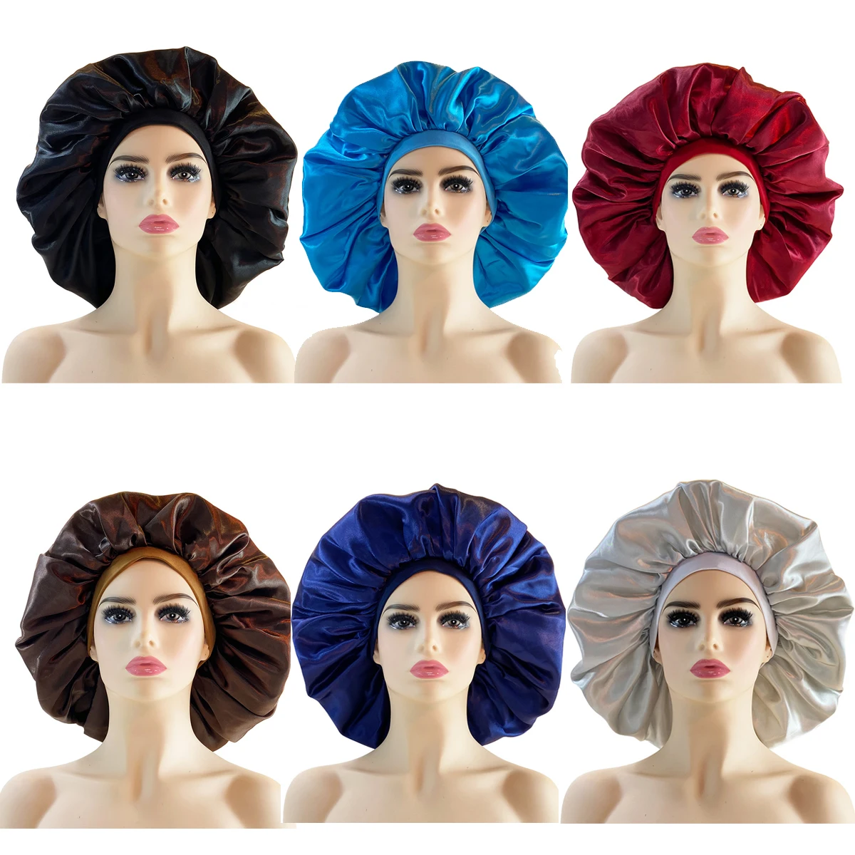 

1PC Silky Satin Lined Bonnet Sleep Cap Stay On All Night Hair Wrap Cover Slouchy Beanie For Curly Hair Protection For Women