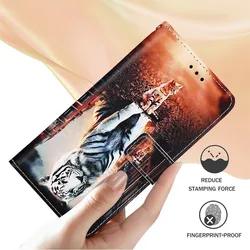 Luxe 3D Gegraveerde Leren Flip Case - Tijgerontwerp