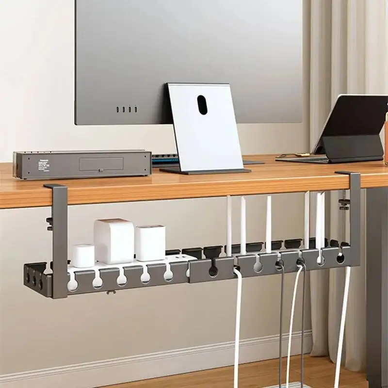 Under Table Rack No Punching Metal Cable Management Tray Home Office ...