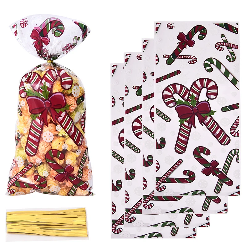 

50pcs Christmas Series Candy Bags Christmas Plastic Gift Bag Merry Christmas Decor 2024 Xmas Gifts New Year Supplies