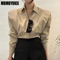 2023 Spring Women Blouses Fashion Vintage Simple Closure Panel Ruffles Long Sleeve Leisure Solid Korean Edition Women's Shirt - Image 4