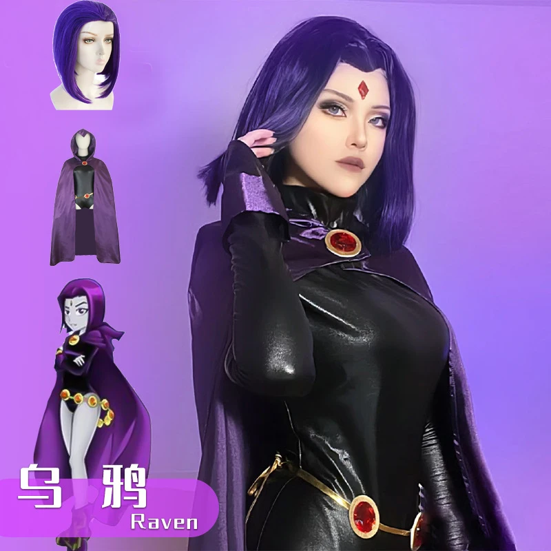 Fantasia Ravena Jovens Titans Feminina Traje Luxo Cosplay Mulheres