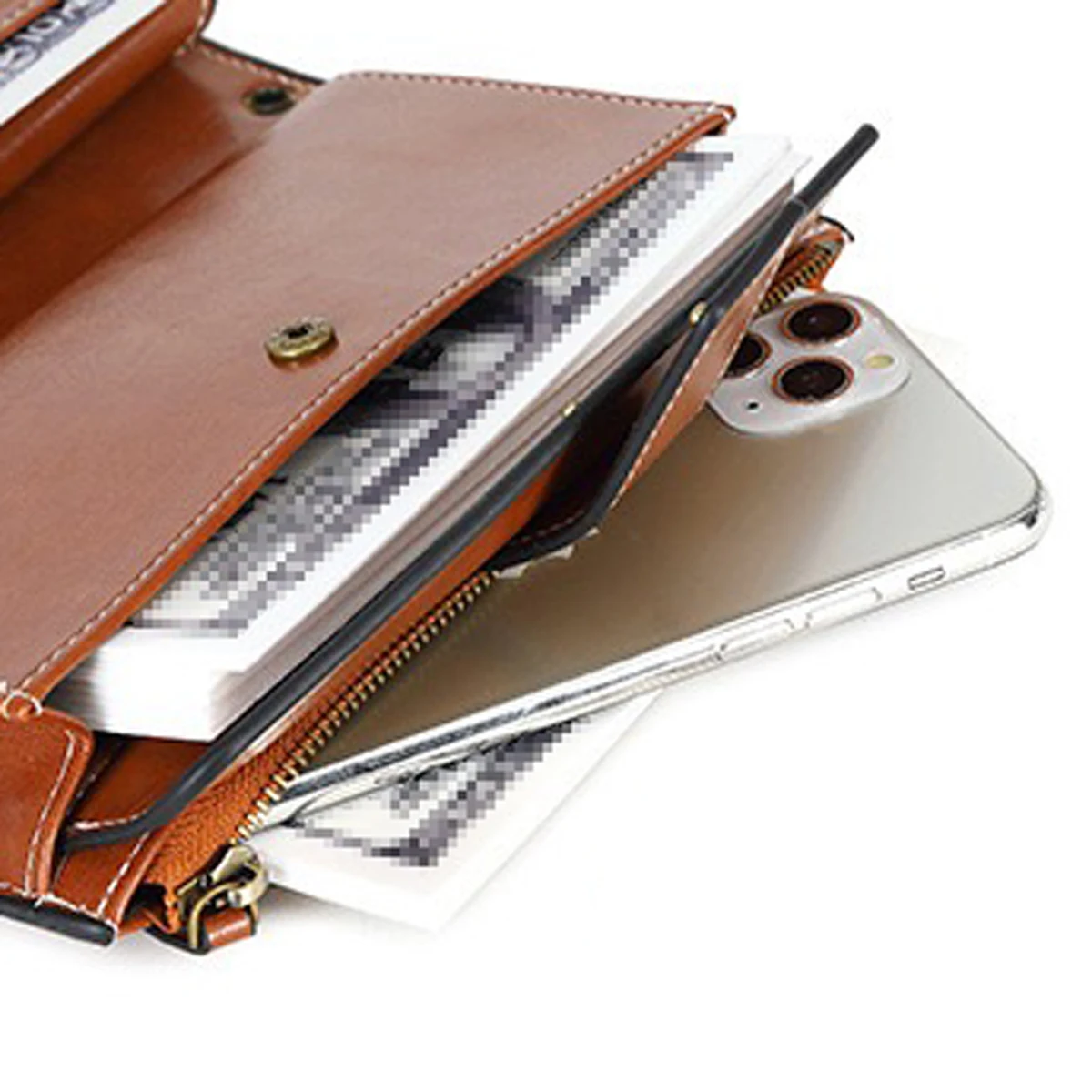 Anti-theft brush women's wallet long oil wax leather retro wallet European and American large capacity clutch bag