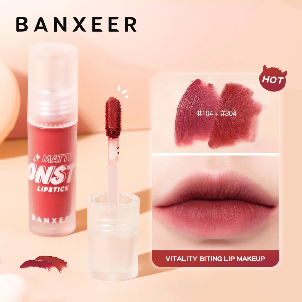 

Banxeer Color Matching Holding Soft Fog Animal Matte Lip Glaze Matte Mirror Non Stick Cup Air Lip Glaze Cosmetics For Women