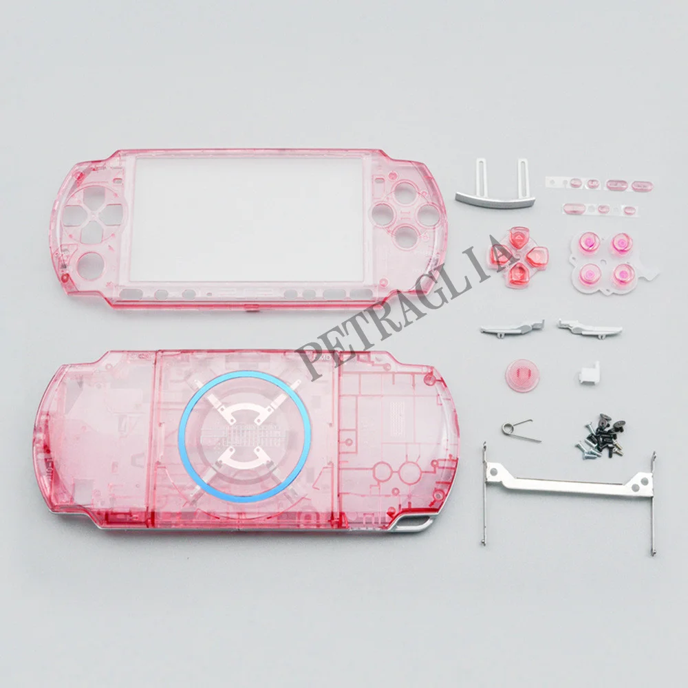 交換用シェル,クリアカラー,psp3000,psp 3000コンソール用,ボタン付き 
