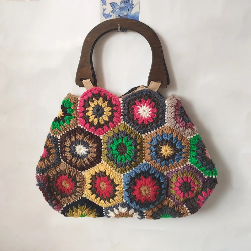 sac-a-main-de-plage-tisse-en-laine-pour-femmes-fourre-tout-floral-fait-a-la-main-tissage-initie-crochet-a-la-main-couture-de-fleurs-shopper