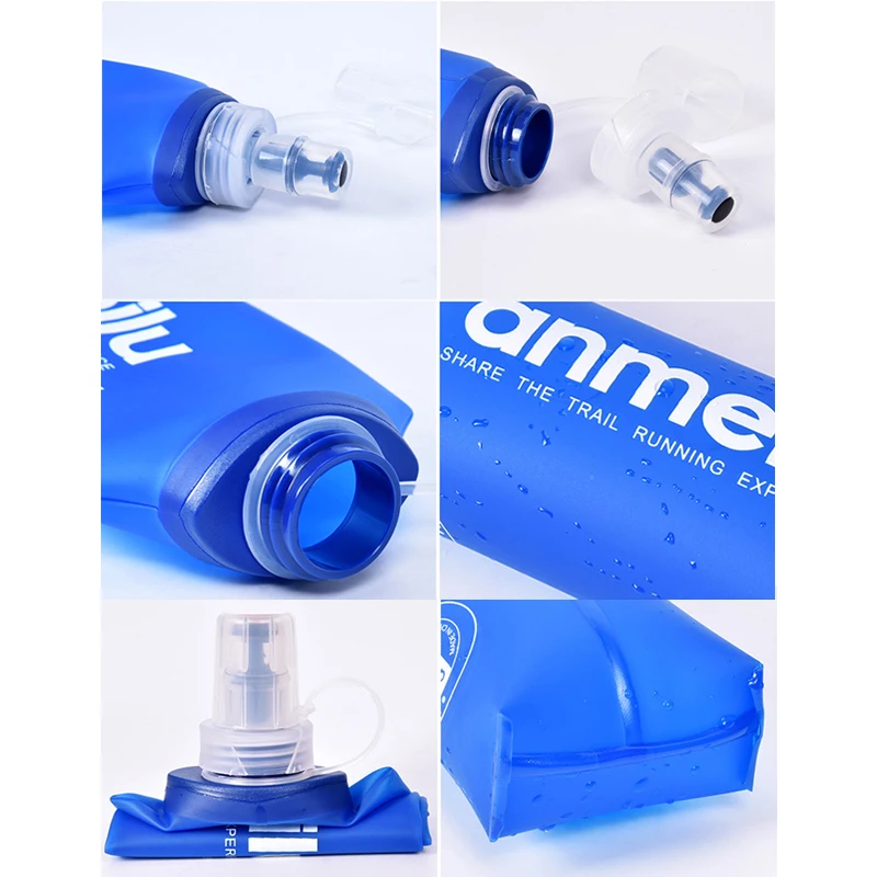 Ultralight Foldable Water Bottle 250/500ml BPA Free Straw Outdoor Sport Supplies Hiking Running Cycling Soft Flask Water Bag