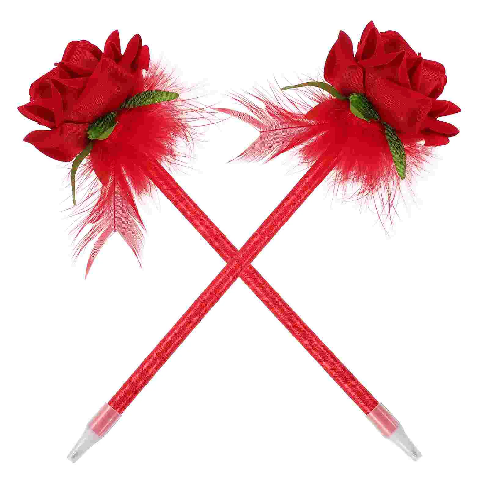 2 Pcs Rose Ballpoint Pen Comfortable Grip Pens Writing Stationery Gift Sign Funny Adorable