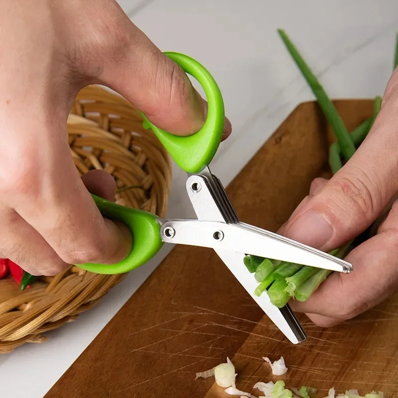 Kitchen Scissors Multi Functional Stainless Steel 3 5 Layer for Pepper Scallion Laver Cutting Chopping Cooking