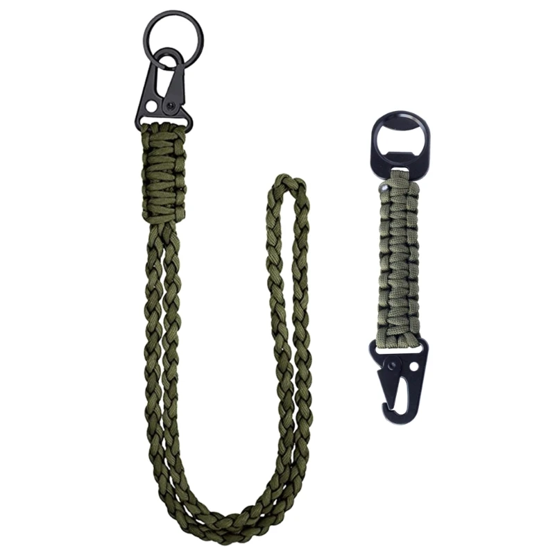 

652F 2 Pcs Tactically Paracord Keychain Clip Heavy Duty Rope Long Wrist Braided Paracord Lanyard Keychain Camping Tool