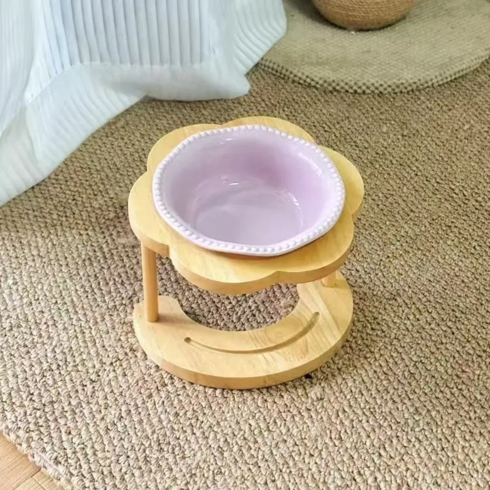 Anti Slip Ceramic Cat Bowl 15 Degree Inclined Neck Protection Cat Feeding Station Anti Overturning Elevated Dog Food Bowl