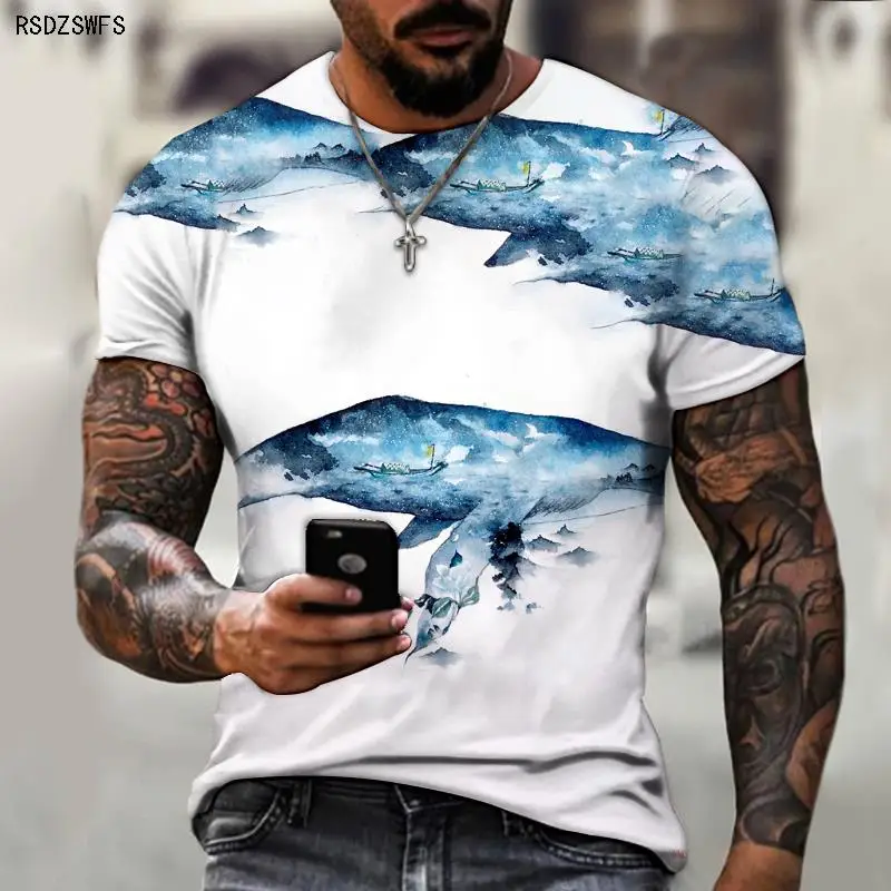 

Cute and interesting 3D colorful printing animal series men's summer short-sleeved oversized T-shirt 5XL o-neck casual street