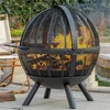 35 Inch Wood Burning Fire Pit with BBQ Grill, Heavy Duty Fire Pits Ball for Outside with Spark Screen & Removable Ash Pan, Outdo 1