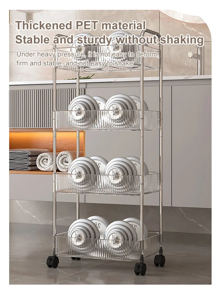 Mobile Shelf Acrylic Mini Cart, Bathroom Crevice Storage Shelf, Living Room Snack Organizer, Multi-Layer Mobile Cosmetic Storage