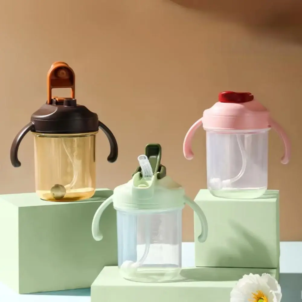 누수 방지 용 물병, 낙하 방지, 이중 손잡이, 학습용 물통, 휴대용, 팽만 방지