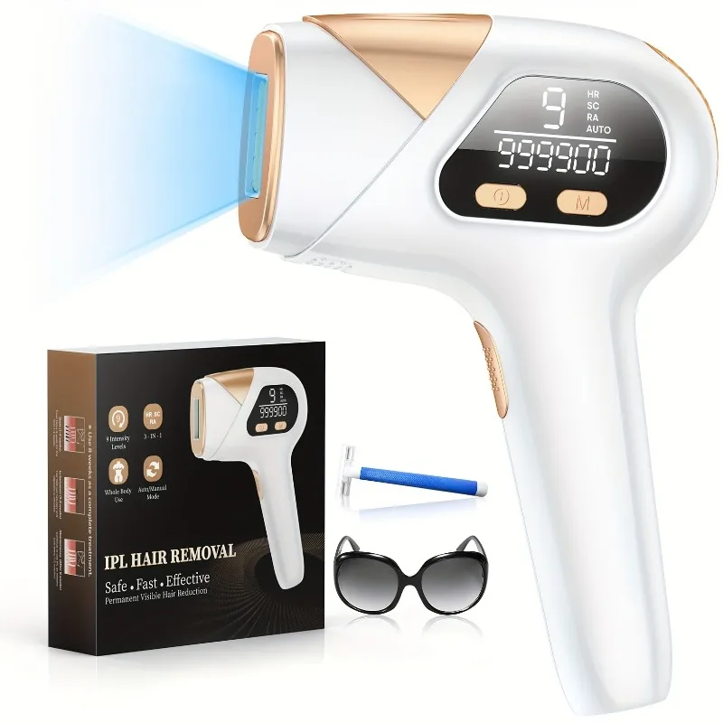

IPL Hair Removal Device, 3-in-1 Laser Hair Removal, HR/RA/SC Three Modes And 9 Gears, LED Display Available Hair Removal