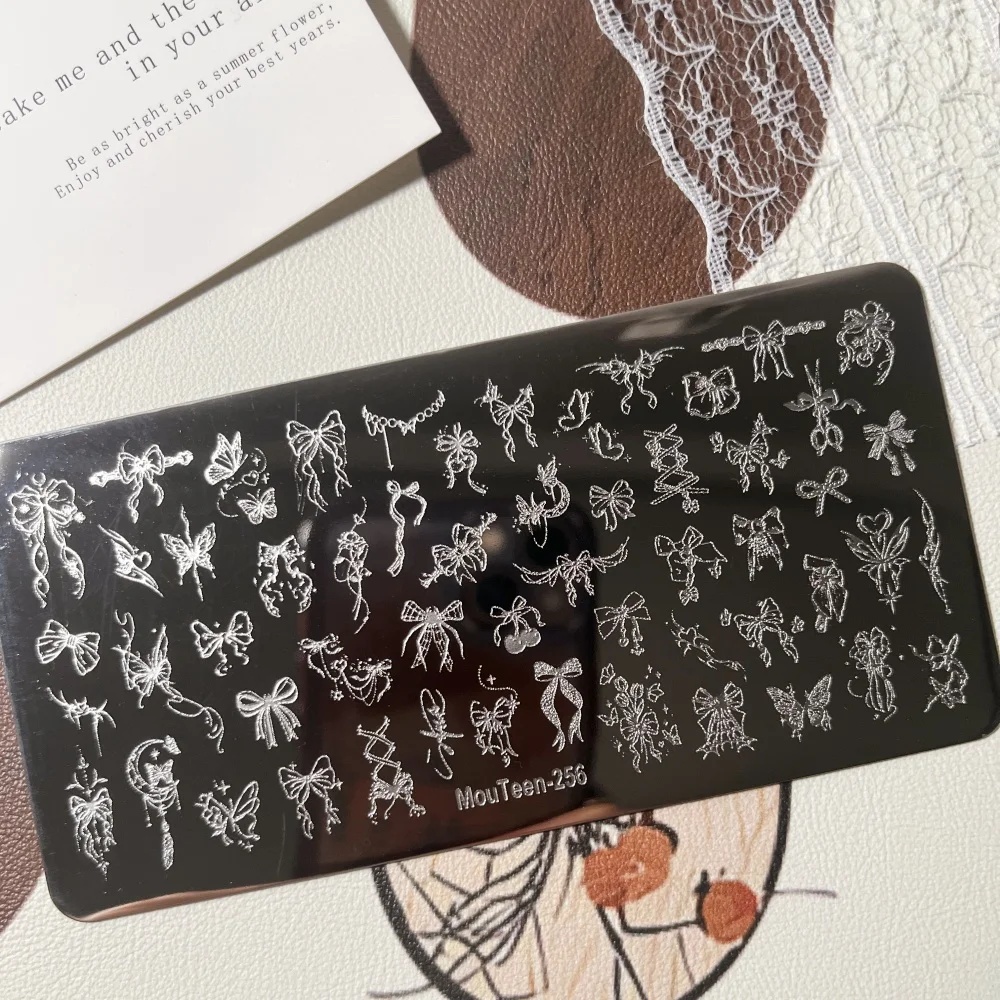 MouTeen-261 할로윈 고딕 네일 스탬핑 플레이트, 거미줄 박쥐 마녀 & 굿걸 몬스터 레터 프린트, 스테인리스 스틸 네일 아트