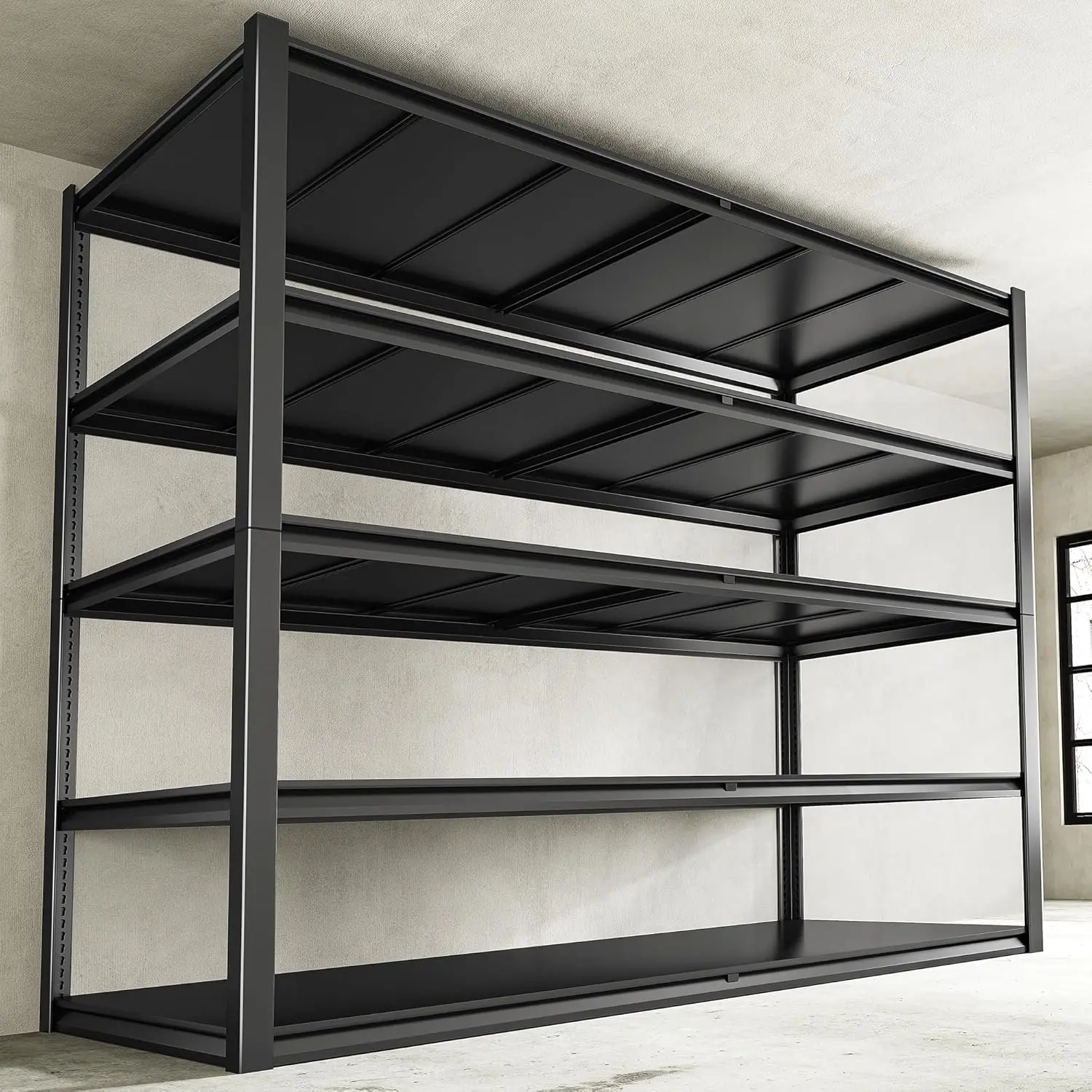 78" H Garage Shelving, 55" W Storage Shelves 3000LBS Heavy Duty Shelving 5 Tier Adjustable Metal Shelving Unit for Storage Rack