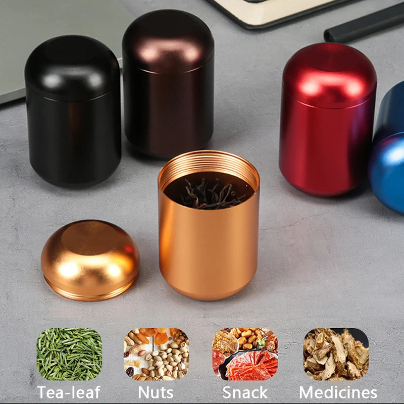 Al Alloy Tea-leaf Capsule Jar 45*70MM Tobacco Storage Can Herb Spice Keep Case for Smoking Accessories