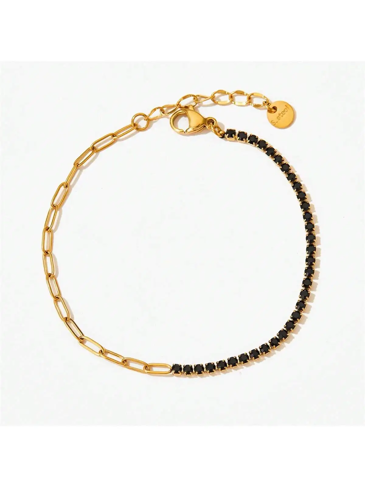 سوار من الفولاذ المقاوم للصدأ مطلي بالذهب للنساء ،...