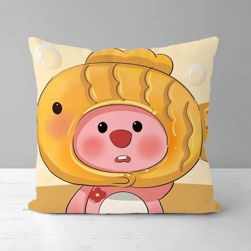 

Kawaii Cute Loopy Pillow Cover Short Plush Duplex Printed Pink Fall Decoration Pillowcases 45x45 Decorative Sofa Cushions Covers