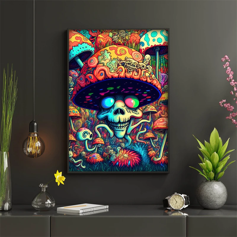 Pop Neon Colorful Cosmic Horror People Nature Brain Skull