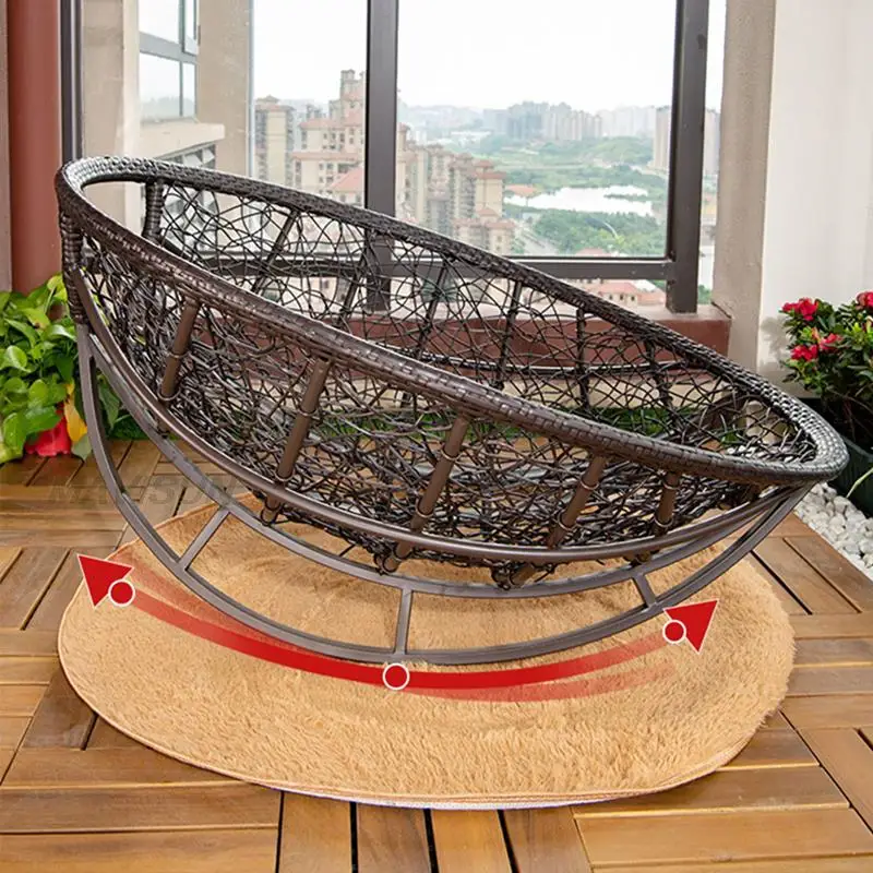 Rattan Balcony Rocking Chair Single Sofa Lazy Bedroom Small Apartment Swing Chair Creative Rest Recliner