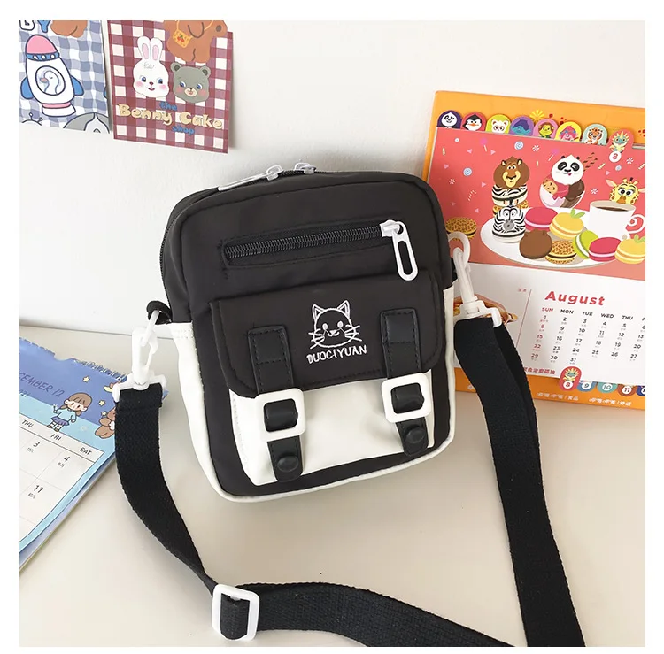 Japanese women small mobile phone bag cute cartoon cat girl student messenger bag funny personality shoulder bag