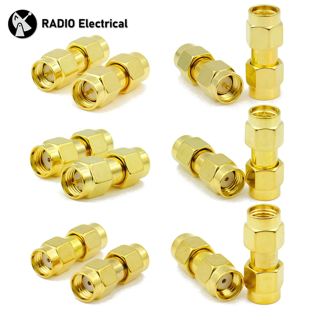 

[MY] 1/5/10pcs Connector Adapter SMA Male to SMA Male RF Coaxial Converter RP SMA Male to SMA/RP-SMA Straight New Brass