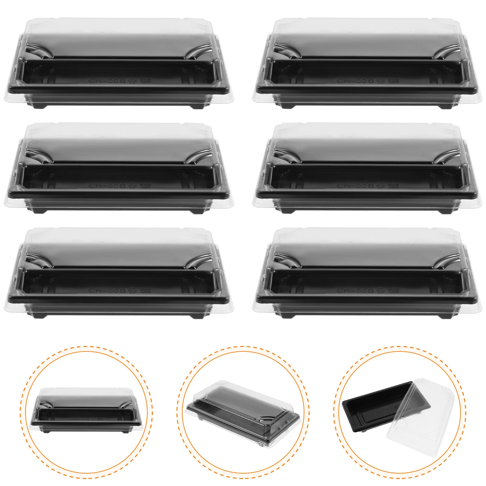 

50PCS Disposable Sushi Packing Box Fruit Cake Carry Out Container Take Out Boxes (Black)