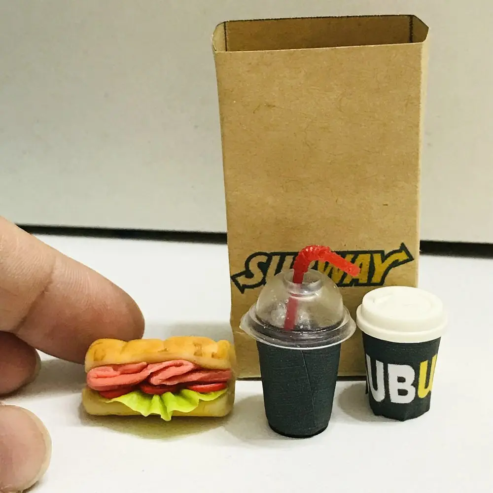 NEW 4PCS/Set 1/6 Scale Dollhouse Miniature Bread Coffee Mini Fast Food for Barbies Blyth OB11 BJD Doll House Kitchen Play Toys 6