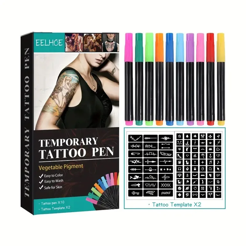 Vibrant Temporary Tattoo Pen Set for Creative Face and Arm Designs