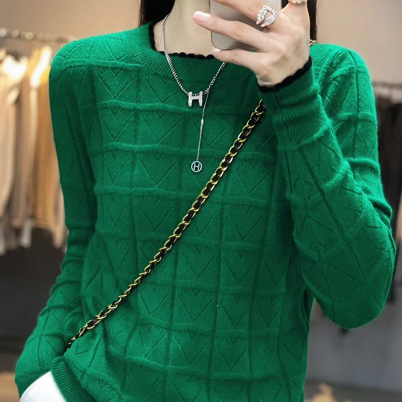 

100% Pure Wool Cashmere Sweater 2022 Autumn and Winter New Women's O-Neck Pullover Casual Knitted Top Fashion Warm Sweater Women