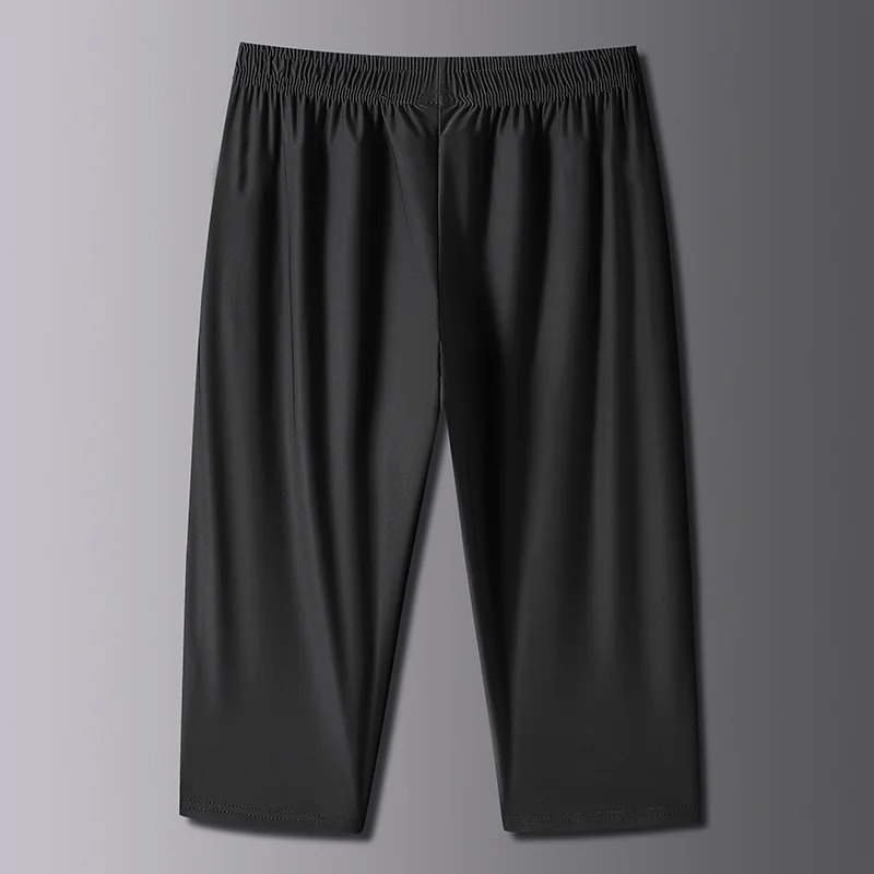 Men's Spring Summer Zipper Elastic High Waisted Solid Letter Pockets Casual Loose Sports Trousers Office Lady Vacation Shorts