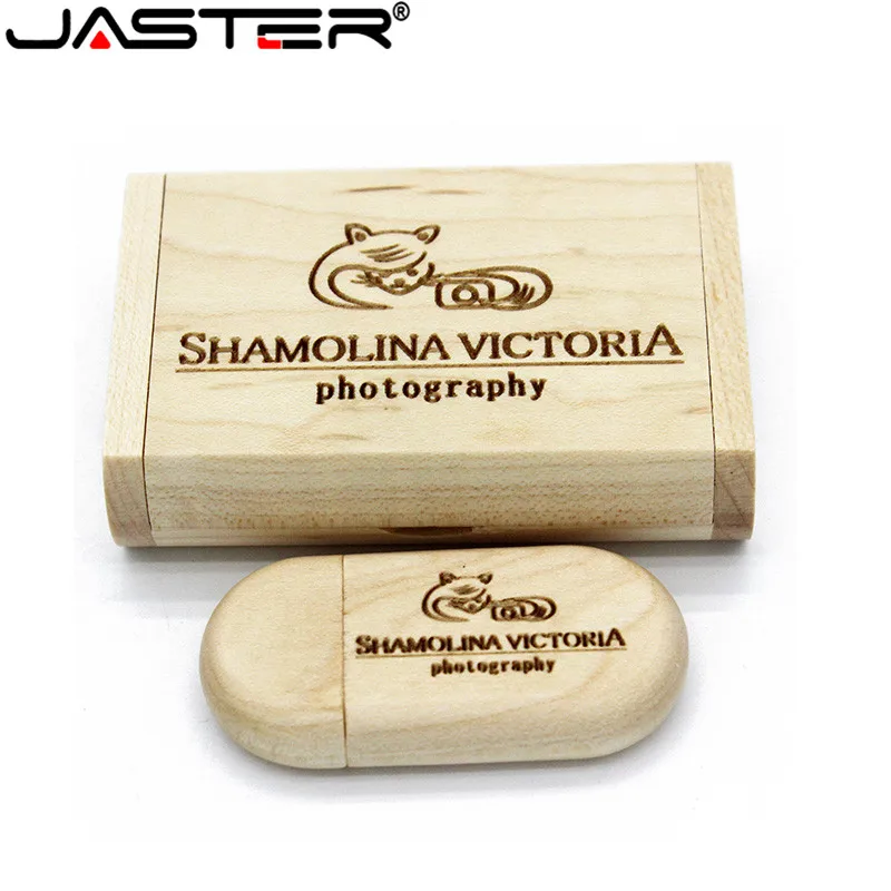 1PCS free custom logo Wooden USB Box pen drive LOGO customer Gift - Image 6