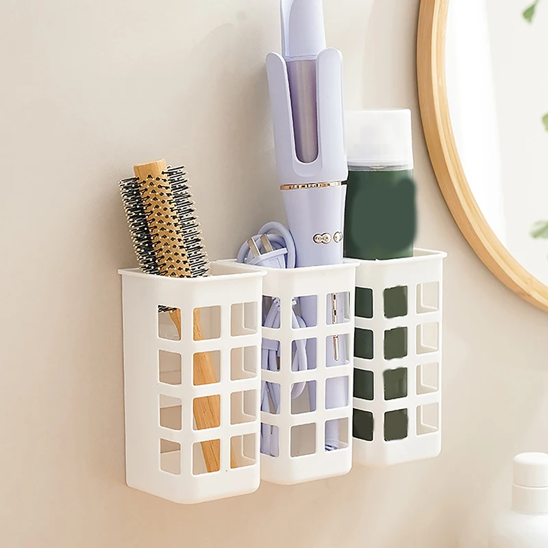 

1pc Morden Bathroom Shelves Hair Tool Organizer Wall Mounted Brushes Holder Use Punch Free Multifunctional Organizer Rack