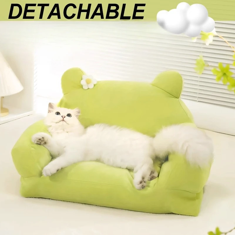 

Pet Cat Bed Large Size Cat Sofa Removable Washable Dog House Fluffy Soft Pet Dog Nest Cat Furniture All Seasons Kitten Sofa Beds