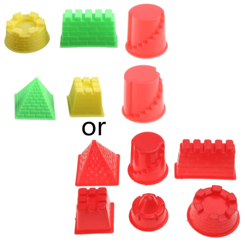 

6pcs Beach Toy Sandbox Summer Gift for Kids with Pyramid Blockhouse Easy Packed